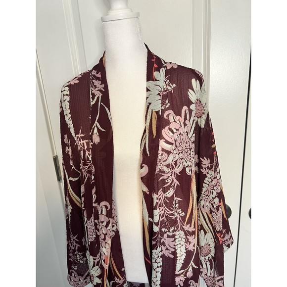Free People Intimate Floral Duster Cover Up Open Front Lightweight Size Small S - Picture 8 of 16